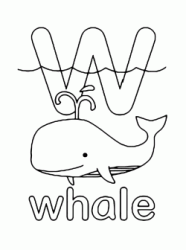Lettera w in stampato minuscolo di whale (balena) in Inglese