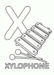 Lettera X in stampatello di xylophone (xilofono) in Inglese