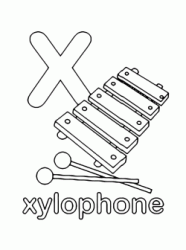 Lettera x in stampato minuscolo di xylophone (xilofono) in Inglese