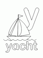 Lettera y in stampato minuscolo di yacht (barca) in Inglese