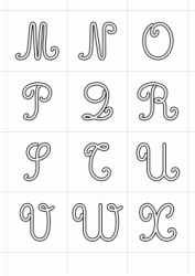 Lettere corsivo maiuscolo dalla M alla X