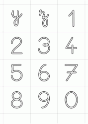 Lettere corsivo minuscolo dalla y alla z e numeri dallo 0 al 9