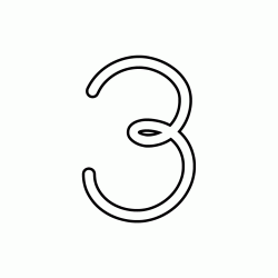 Numero 3 (tre) corsivo