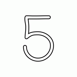 Numero 5 (cinque) corsivo