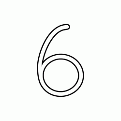 Numero 6 (sei) corsivo