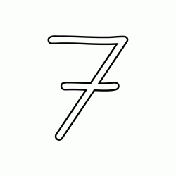 Numero 7 (sette) corsivo