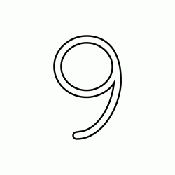 Numero 9 (nove) corsivo