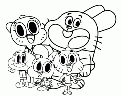 La famiglia Watterson al completo con Gumball in primo piano