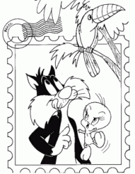 Gatto Silvestro e Titti in un francobollo