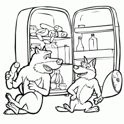 I lupi felici mangiano tutto quello che trovano nel frigorifero