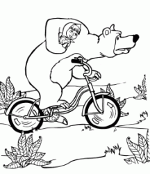 Orso tiene Masha mentre va in bicicletta