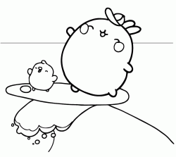 Molang e Piu Piu fanno surf sulle onde