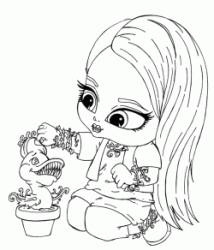 Venus McFlytrap da bambina con la sua pianta carnivora Chewlian