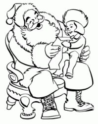 Babbo Natale legge la lettera con una bambina