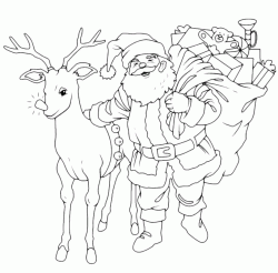 Babbo Natale porta i doni con la renna