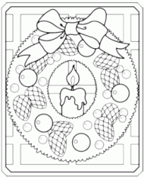 Corona di Natale con fiocco e candela
