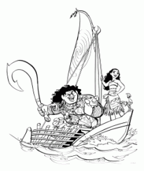 La principessa Vaiana e Maui navigano a vele spiegate lungo l'oceano