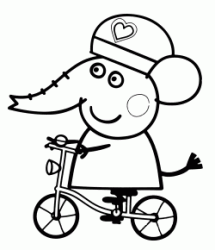 Emily elefante in bicicletta con il casco