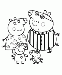 Peppa Pig e la sua famiglia in pigiama