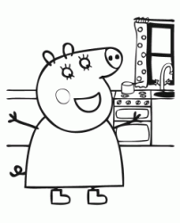 Peppa Pig felice in cucina