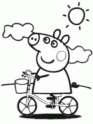 Peppa Pig va in bicicletta in una giornata di sole