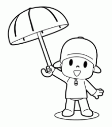 Pocoyo mostra felice il suo ombrellino