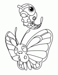 Butterfree assieme a Caterpie