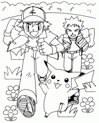 Pikachu corre assieme ad Ash e Brock