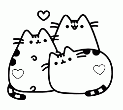 Pusheen Cat con la sua famiglia