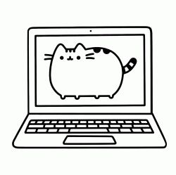 Pusheen Cat nel monitor del computer