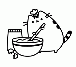 Pusheen Cat prepara l'impasto per un dolce