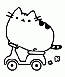 Pusheen Cat va sullo scooter