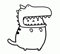 Pusheen Cat vestita da Pusheenosaurus Rex