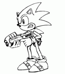Sonic con il laser in mano