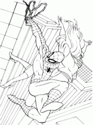 Spiderman salva una ragazza volando con la ragnatela