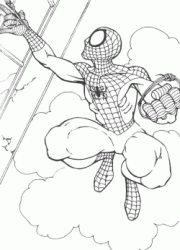 Spiderman vola con le ragnatele