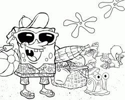 SpongeBob al mare con i suoi amici Patrick Sandy e Gary