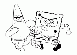 SpongeBob e Patrick Stella avanzano molto arrabbiati
