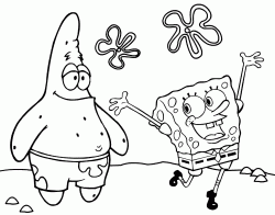 SpongeBob gioca felice assieme al suo migliore amico Patrick Stella