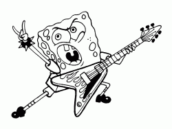 SpongeBob suona la chitarra elettrica come un vero musiciscta rock