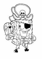 SpongeBob vestito da pirata con Gary la lumaca sul braccio