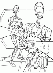 I droidi da battaglia sparano con le pistole laser