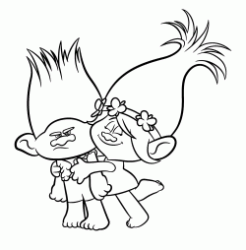 La Principessa Poppy abbraccia lo scorbutico Troll Branch