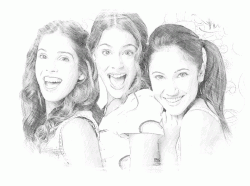 Violetta felice con le sue amiche Francesca e Camilla