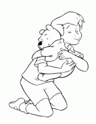 Christopher Robin abbraccia Winnie the Pooh