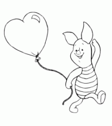 Pimpi cammina con un palloncino a forma di cuore