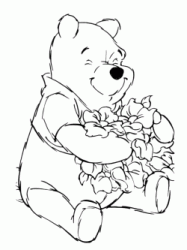 Winnie the Pooh con un mazzo di fiori