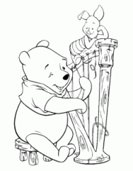 Winnie the Pooh prova a suonare l'arpa con Pimpi