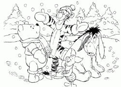 Winnie the Pooh Tigro Ih Oh e Pimpi giocano sulla neve