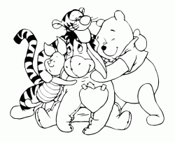 Winnie the Pooh Tigro Ih Oh e Pimpi si abbracciano
